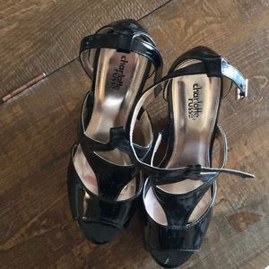 Black Strap Wedge Heels